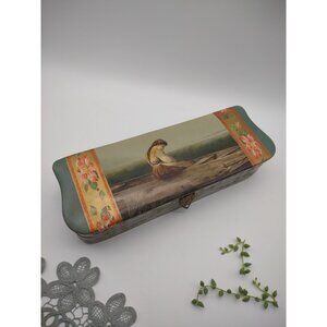 Antique Celluloid Glove Box 'Alone and Forsaken' Print by Heinrich Vosberg, FLAW